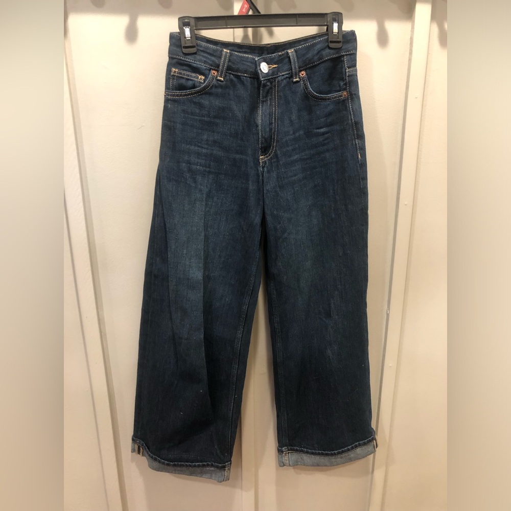 Zara Indigo High-Rise Wide Leg Jeans